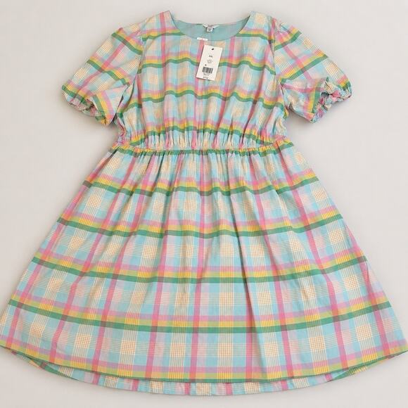 Crown & Ivy Dresses & Skirts - NWT Crown & Ivy XXL Pastel Plaid Dress Puff Sleeve Spring Easter